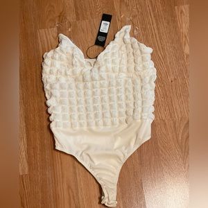 Fashion L Love Game Body Suit- Crèam